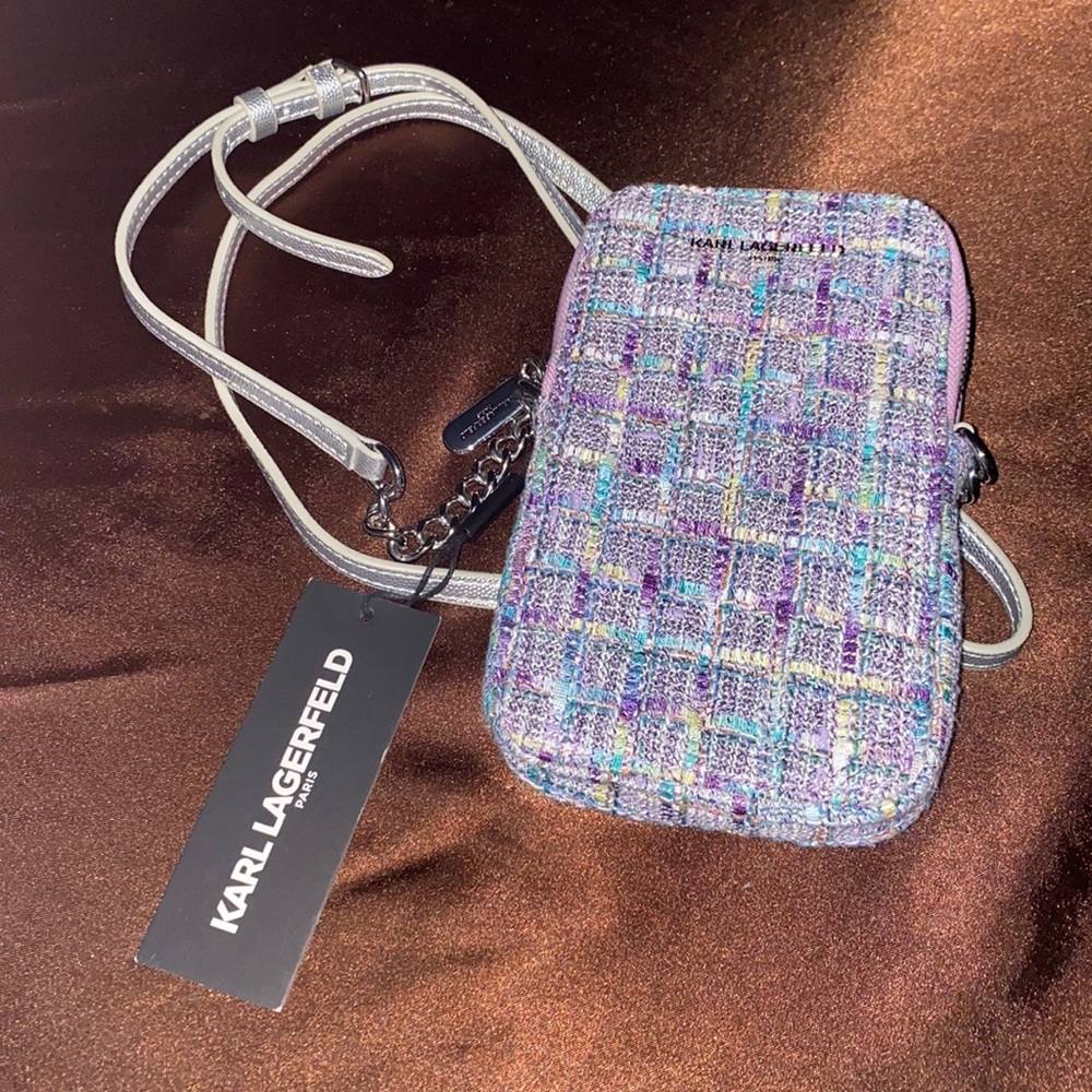 Karl Lagerfeld, karolina checked-pattern crossbody bag. Multicolor